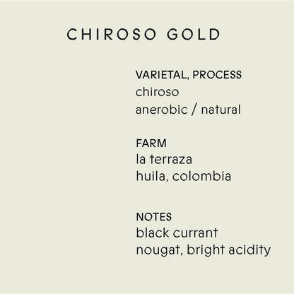 Chiroso Gold, Double Ferment/Washed (285g Whole Bean)